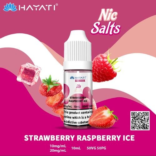 Hayati Pro Max 10ml Nic Salt E-Liquid - Pack of 10 - Eliquid Base-Strawberry Raspberry Ice