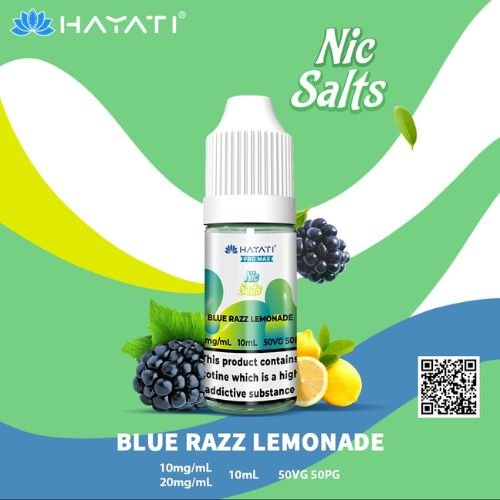 Hayati Pro Max 10ml Nic Salt E-Liquid - Pack of 10 - Eliquid Base-Blue Razz Lemonade