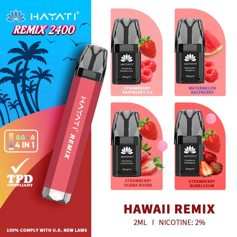 Hayati Remix 2400 Puffs 4 in 1 Disposable Vape Pod Kit - Mcr Vape Distro